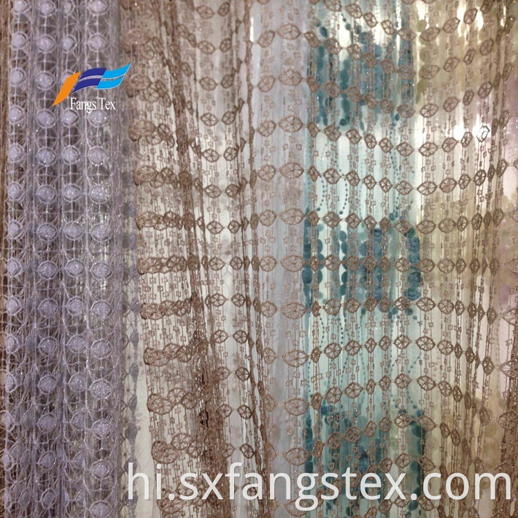 Fancy Embroideted Sheer Voile Window Curtain Fabric 3